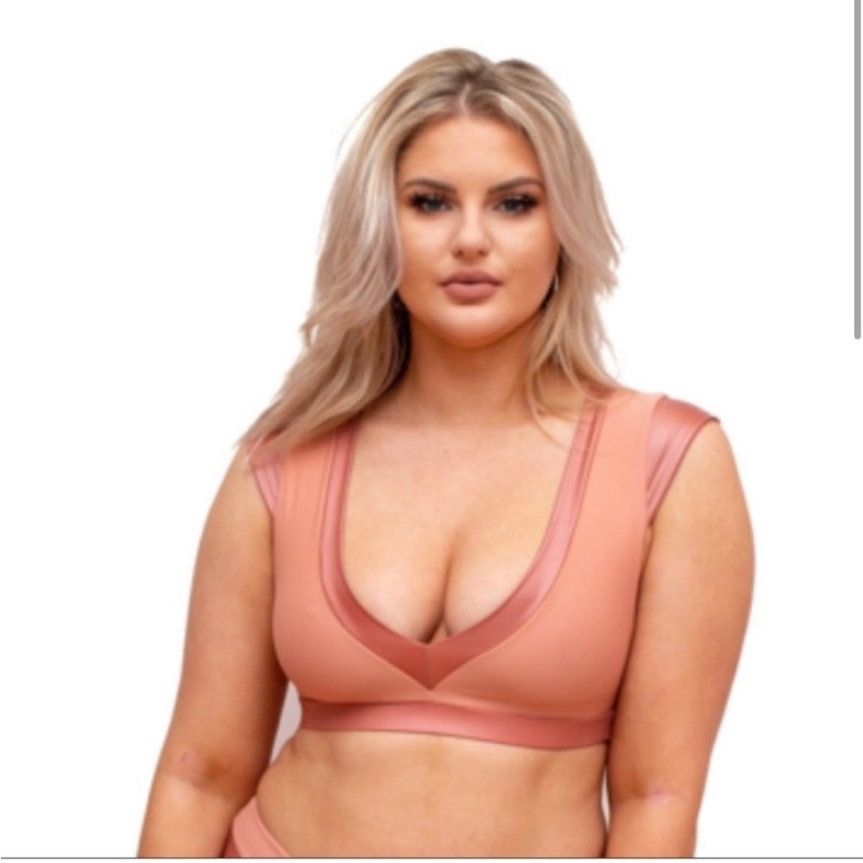 Beach Bunny Swimwear Rhonda Crop Strappy Back Swim Top Whiskey Rose Size Xxl Nwt